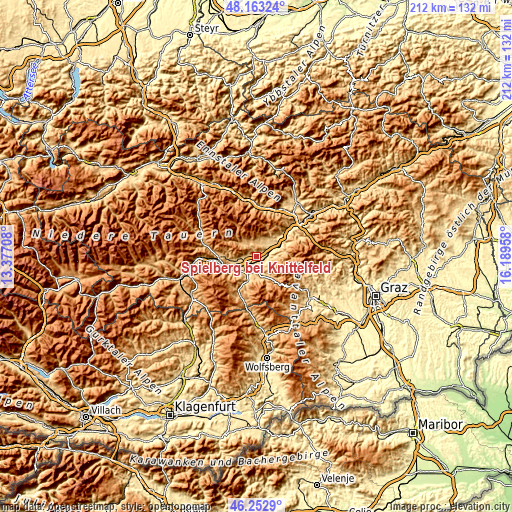 Topographic map of Spielberg bei Knittelfeld