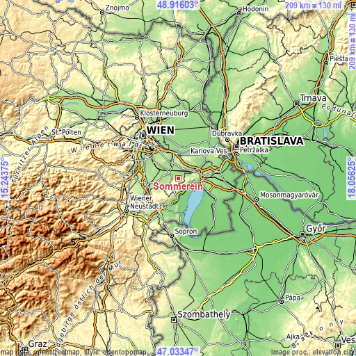 Topographic map of Sommerein