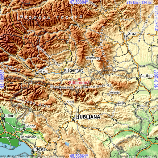 Topographic map of Sittersdorf