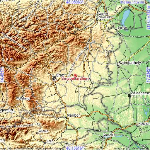 Topographic map of Sinabelkirchen