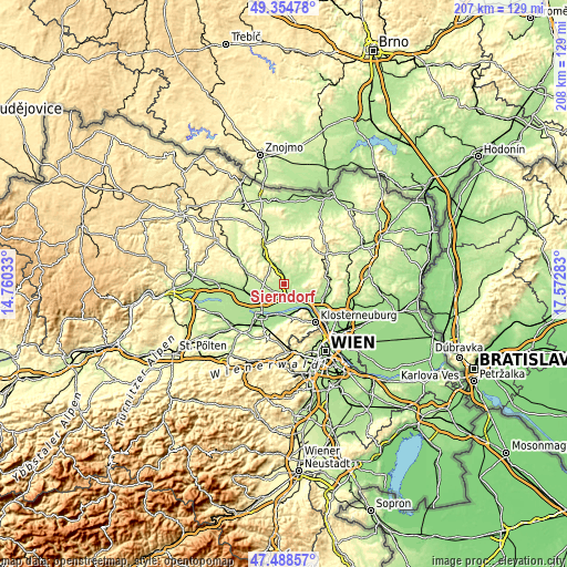 Topographic map of Sierndorf