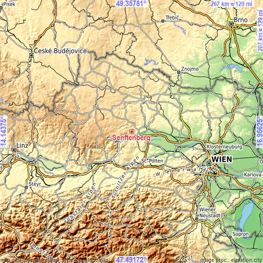 Topographic map of Senftenberg