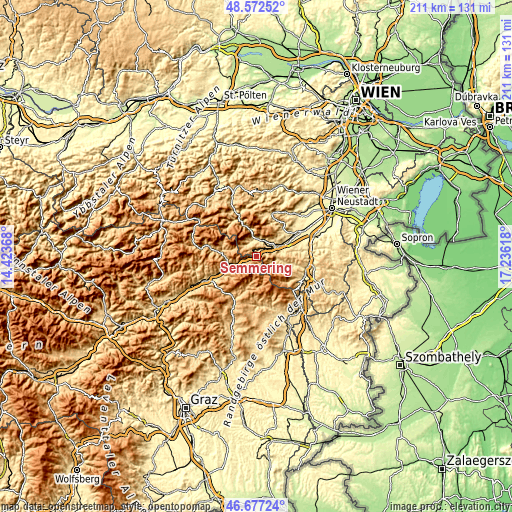 Topographic map of Semmering