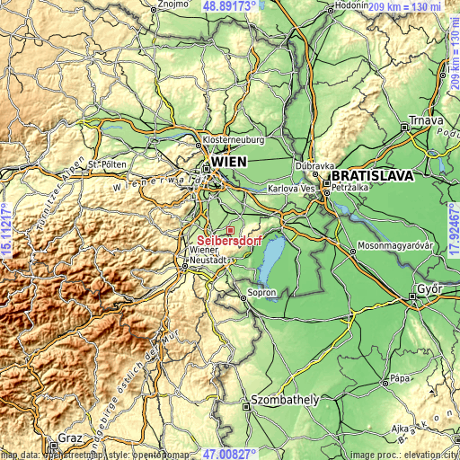 Topographic map of Seibersdorf