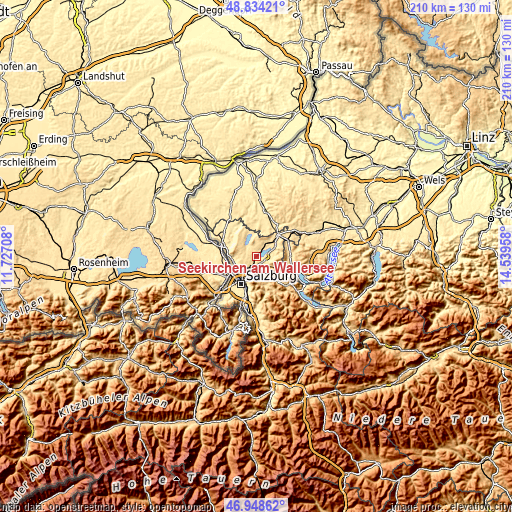 Topographic map of Seekirchen am Wallersee
