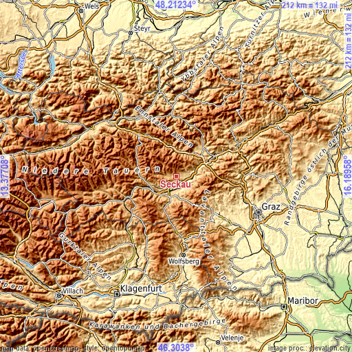 Topographic map of Seckau