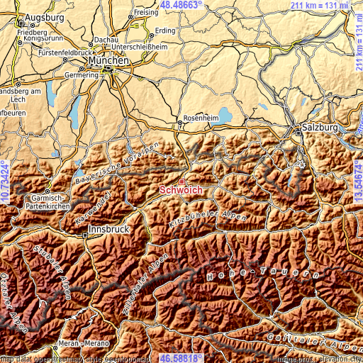 Topographic map of Schwoich