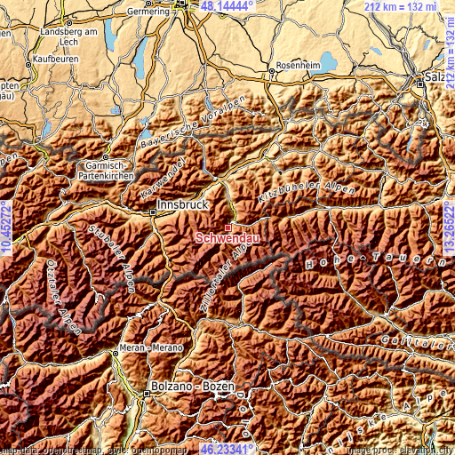 Topographic map of Schwendau