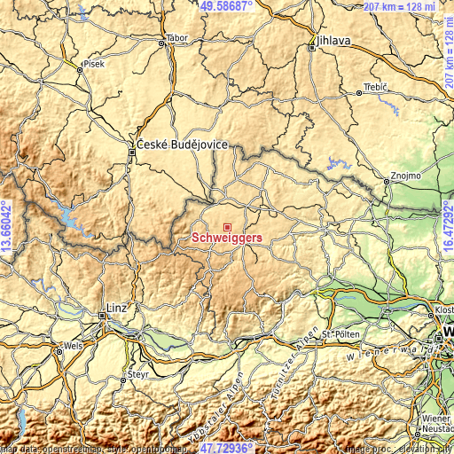 Topographic map of Schweiggers