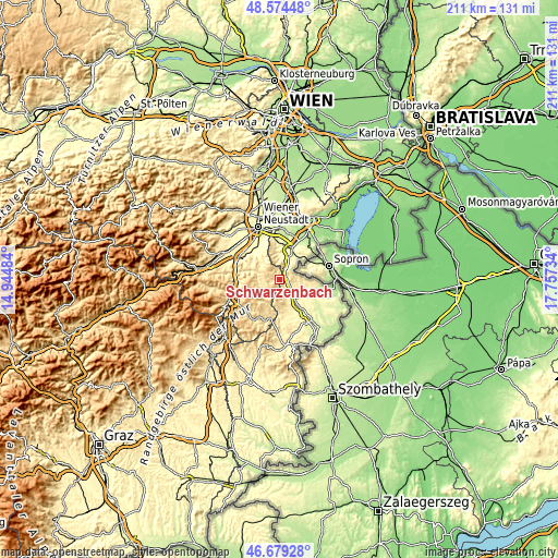 Topographic map of Schwarzenbach