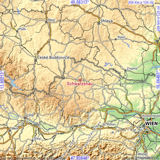 Topographic map of Schwarzenau