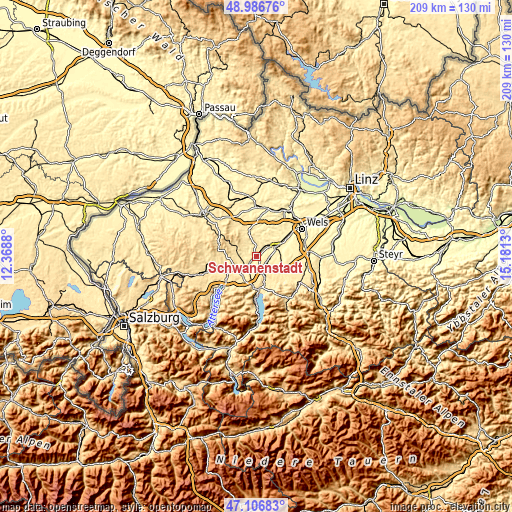 Topographic map of Schwanenstadt