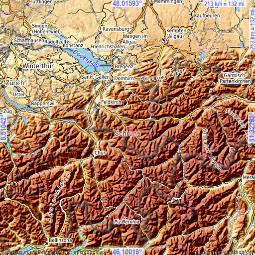 Topographic map of Schruns