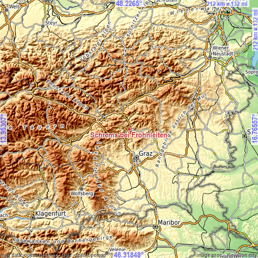 Topographic map of Schrems bei Frohnleiten