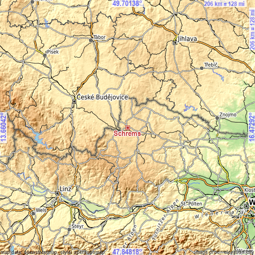 Topographic map of Schrems