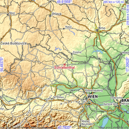 Topographic map of Schrattenthal