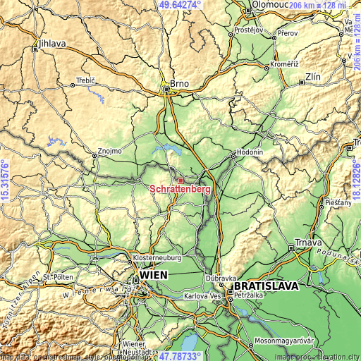 Topographic map of Schrattenberg