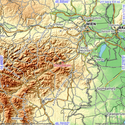 Topographic map of Schottwien