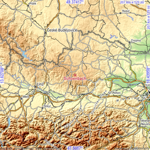 Topographic map of Schönbach