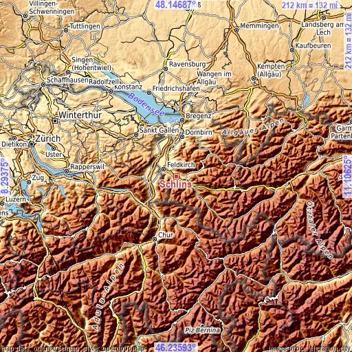 Topographic map of Schlins