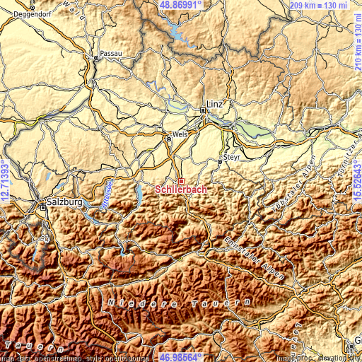 Topographic map of Schlierbach