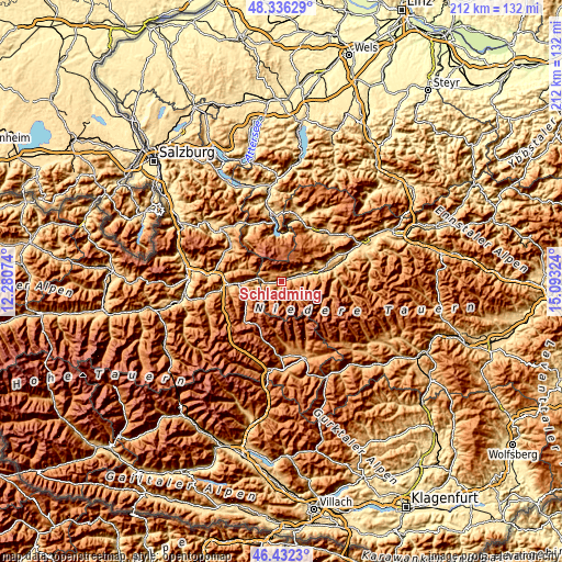 Topographic map of Schladming