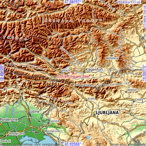 Topographic map of Schiefling am See