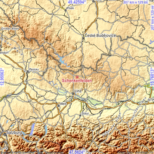 Topographic map of Schenkenfelden