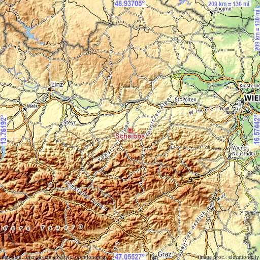 Topographic map of Scheibbs