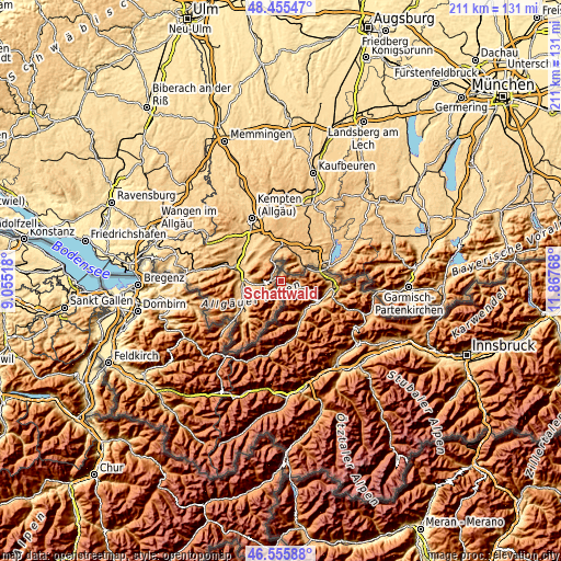 Topographic map of Schattwald