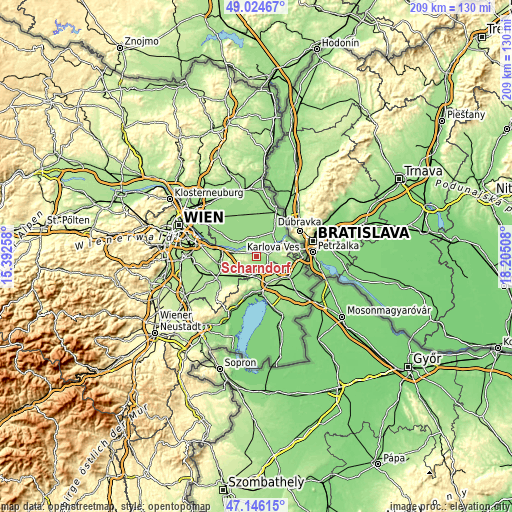 Topographic map of Scharndorf