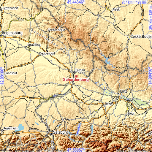 Topographic map of Schardenberg