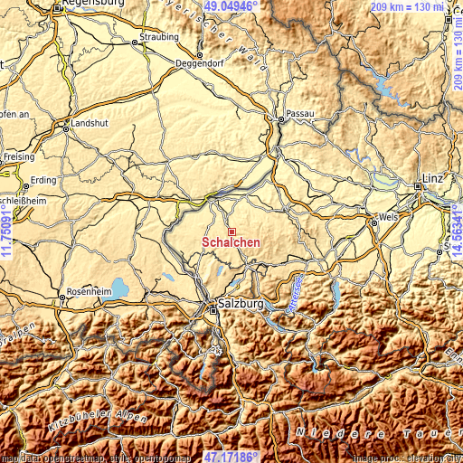 Topographic map of Schalchen
