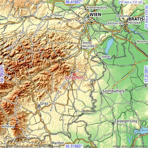 Topographic map of Schäffern