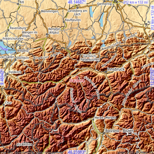 Topographic map of Sautens