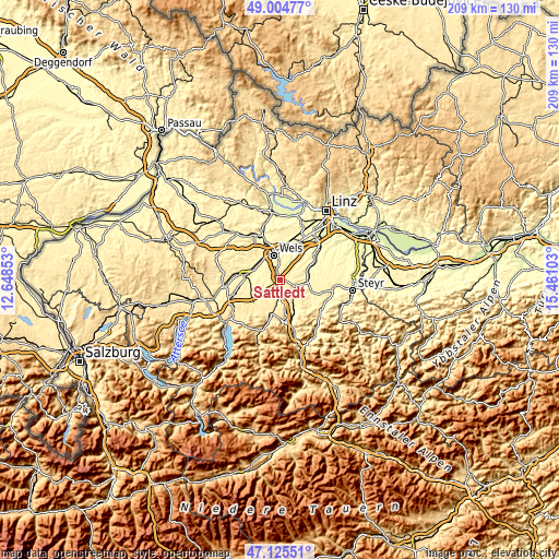 Topographic map of Sattledt