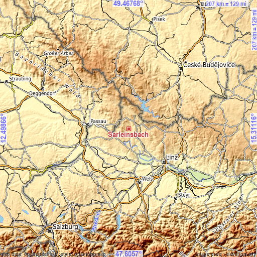 Topographic map of Sarleinsbach