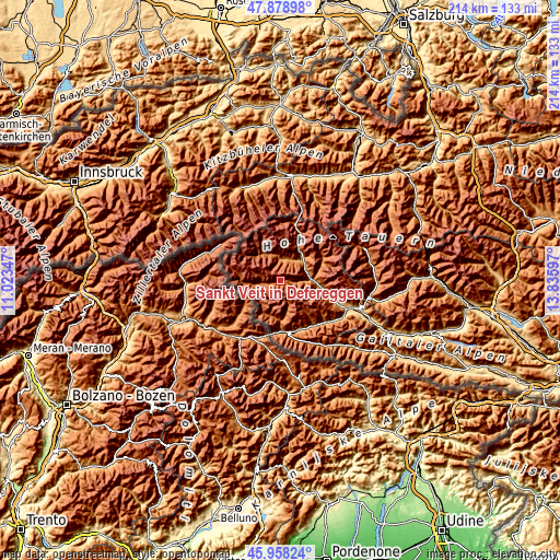 Topographic map of Sankt Veit in Defereggen