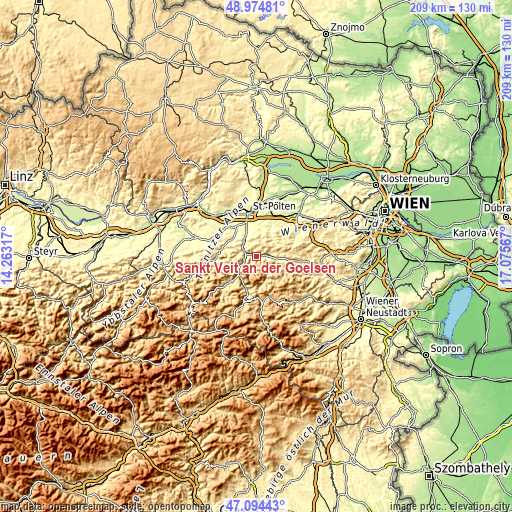 Topographic map of Sankt Veit an der Gölsen