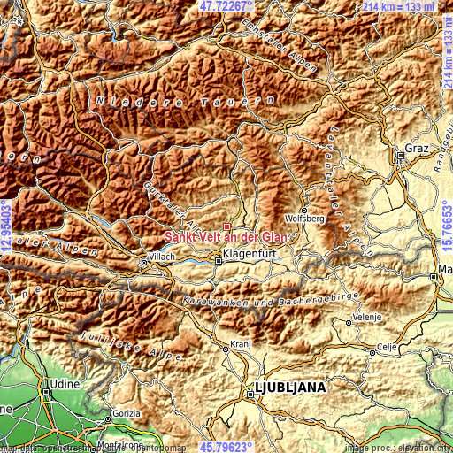 Topographic map of Sankt Veit an der Glan