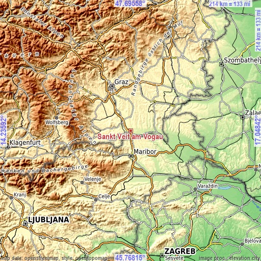 Topographic map of Sankt Veit am Vogau