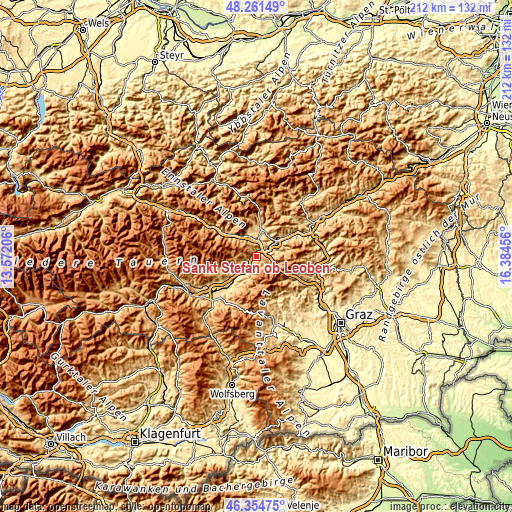 Topographic map of Sankt Stefan ob Leoben