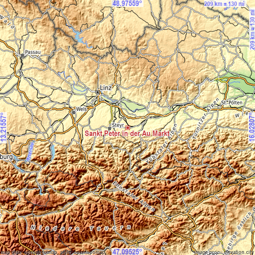 Topographic map of Sankt Peter in der Au Markt