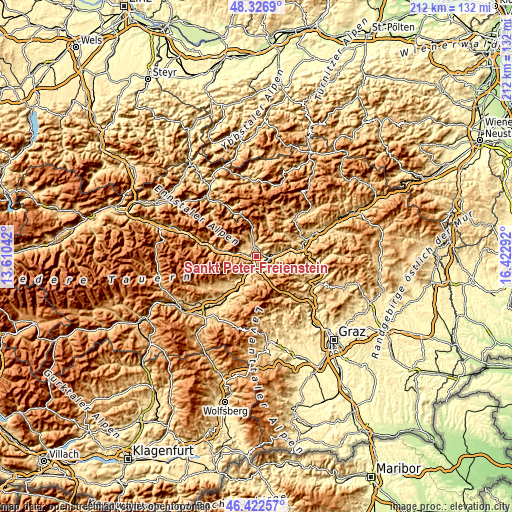Topographic map of Sankt Peter-Freienstein
