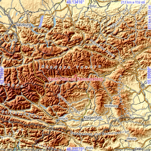 Topographic map of Sankt Peter am Kammersberg