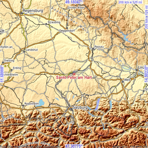 Topographic map of Sankt Peter am Hart