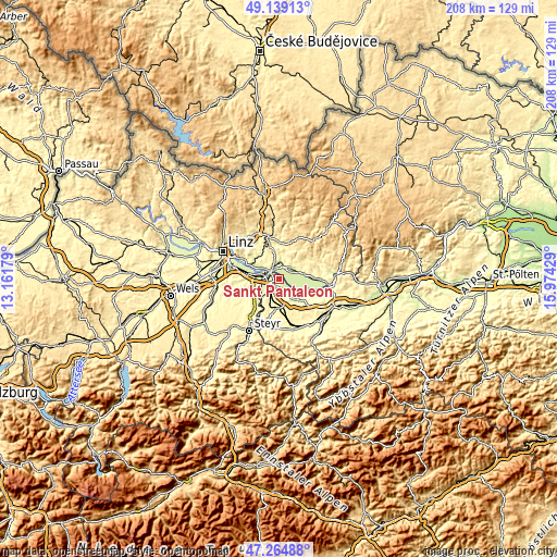 Topographic map of Sankt Pantaleon