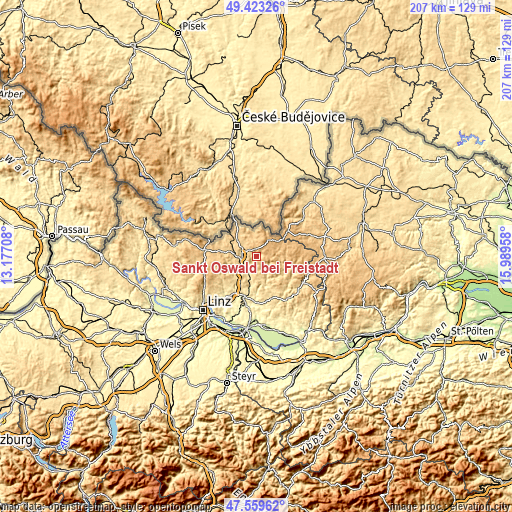 Topographic map of Sankt Oswald bei Freistadt