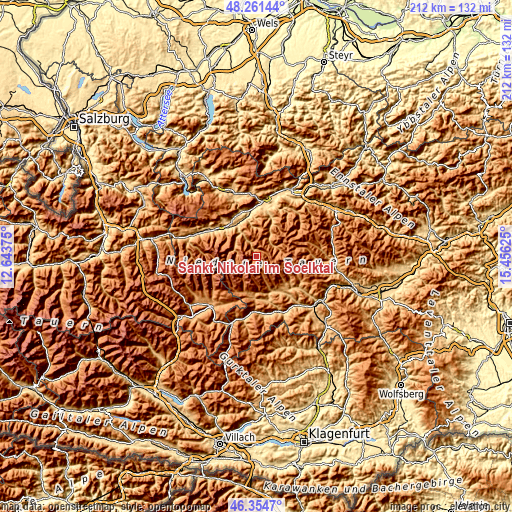 Topographic map of Sankt Nikolai im Sölktal