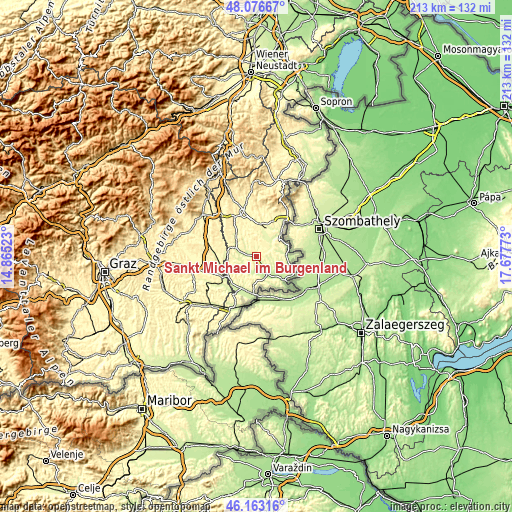 Topographic map of Sankt Michael im Burgenland